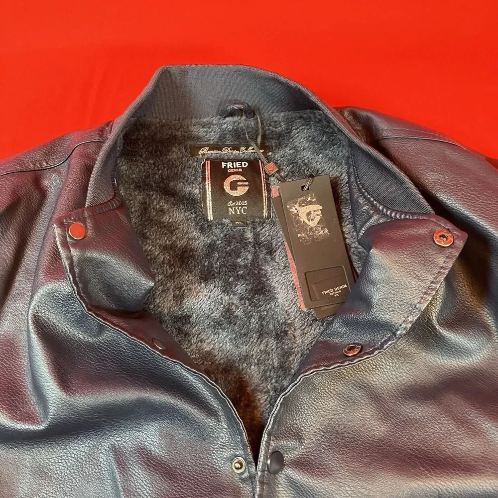 Fried Denim NYC‎ Varsity Bomber Jacket / Brown & Navy / Men's / XL  Extra Large
